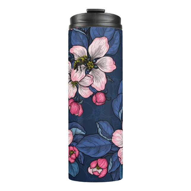 Termo La floración de Apple en un azul oscuro (Anverso)