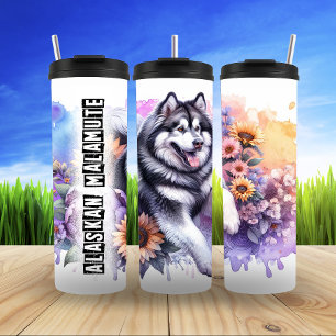 Termo La floreciente felicidad de Alaskan Malamute