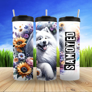 Termo La florida ráfaga floral de Samoyed