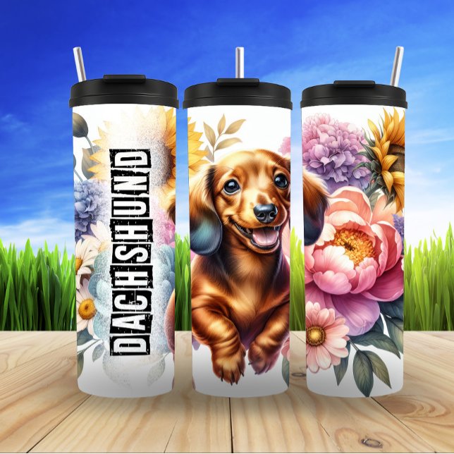 Termo La joyride floral de Dachshund (Subido por el creador)
