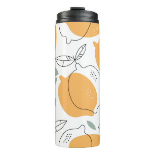 Termo La mano dibujó el fondo de los lemones. Patrón sin