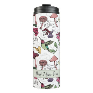 Termo La Mejor Mamá Floral Moderno Colibrí