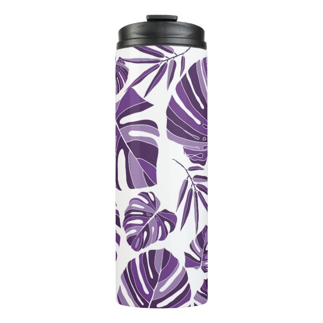 Termo La monstera violeta tropical deja un patrón sin fi (Anverso)