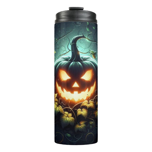 Termo La naturaleza espeluznante resplandeciente calabaz (Anverso)