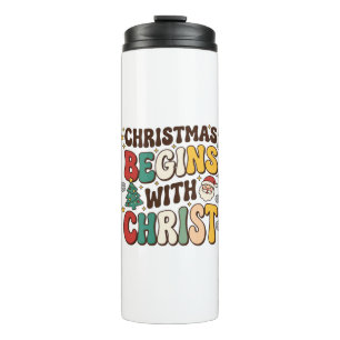 Termo La Navidad Comienza Con Cristo Diseño De Árbol De