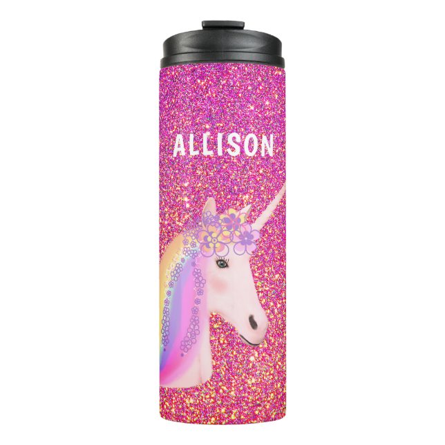 Termo La Purpurina Rosa Unicorn Personalizada Girona (Anverso)