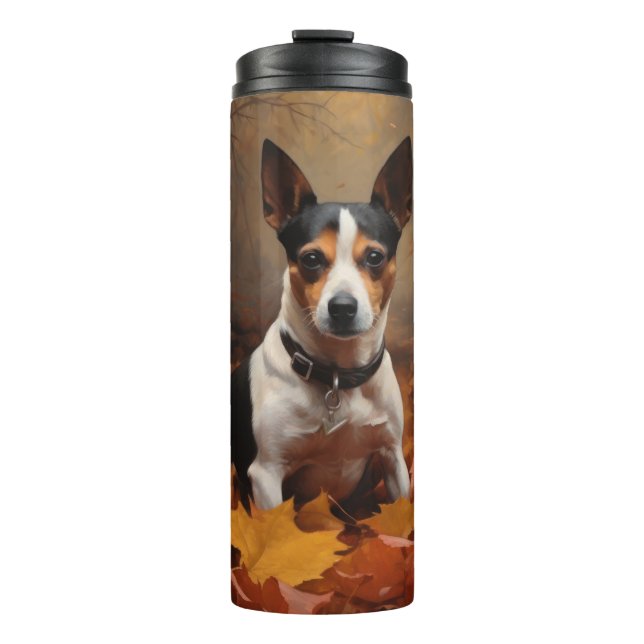 Termo La Rat Terrier en otoño se inspira en las hojas (Anverso)