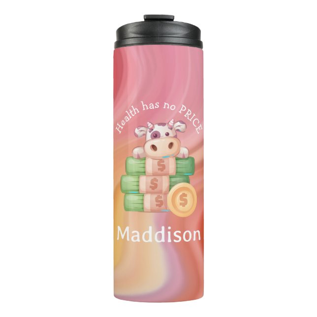 Termo La salud no tiene precio con el nombre Marble (Anverso)