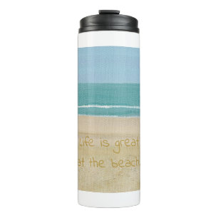 Termo La vida es agradable en la playa, las olas de aren