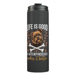 Termo La vida es buena Affenpinscher perro huesos cruzad