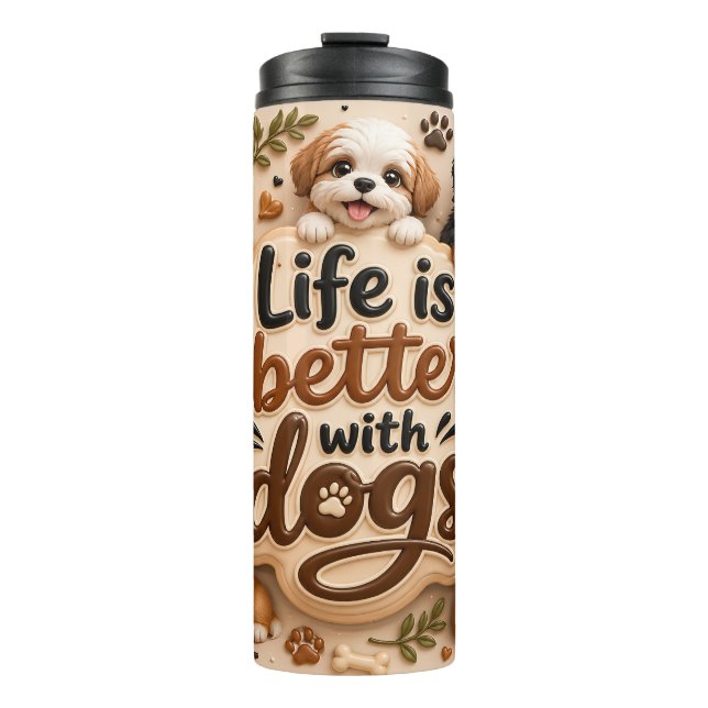 Termo La vida es mejor con perros (Anverso)