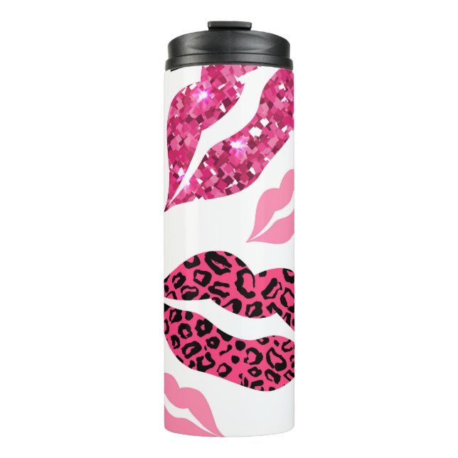 Termo Labios brillantes: Patrón de moda Leopard (Anverso)