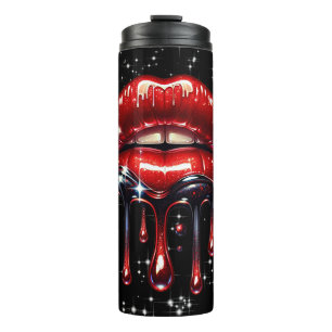 Termo Labios Rojos Goteando Brillo Glamour Destello