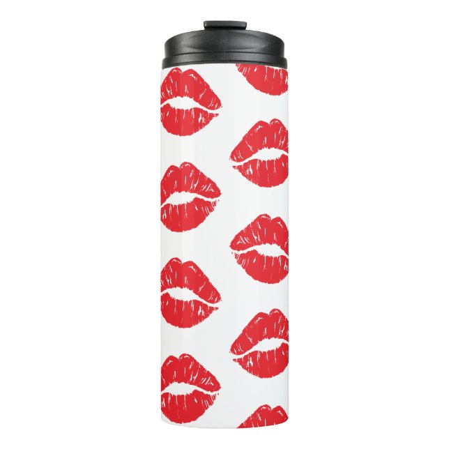 Termo Labios Rojos, Labios Rojos, Beso, Patrón De Labios (Anverso)