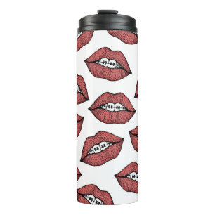 Termo Labios rojos lindos y ilustracion dibujado mano de
