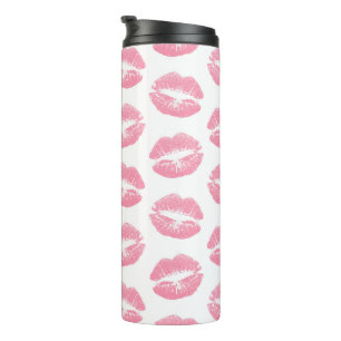 Termo Labios rosados, patrón de labios, lápiz labial ros