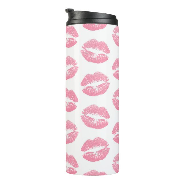 Termo Labios rosados, patrón de labios, lápiz labial ros (Rotado hacia la derecha)