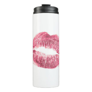 Termo labios rosados realistas, beso aislado