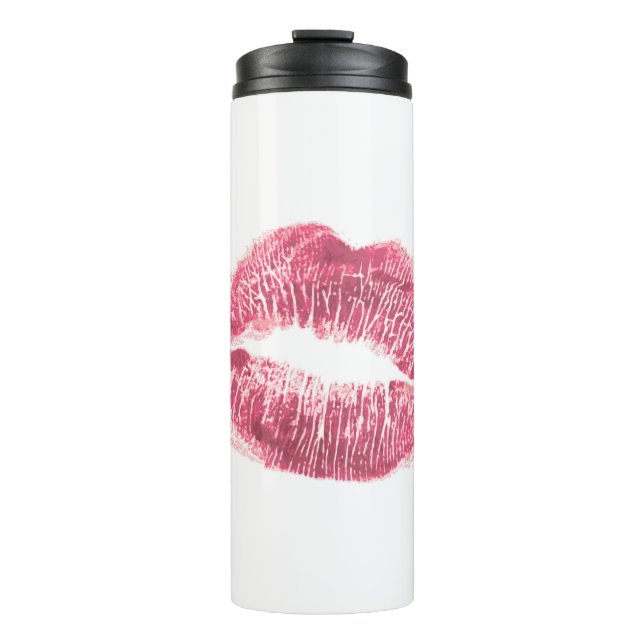 Termo labios rosados realistas, beso aislado (Anverso)