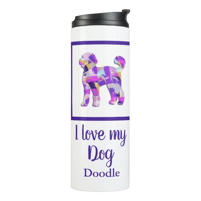 Termo Labradoodle Cute Perro Silhouette Purple PY&B (Rotado hacia la izquierda)
