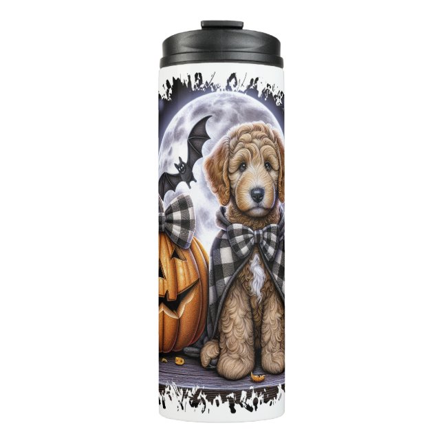 Termo Labradoodle perro Halloween cuadrado (Anverso)