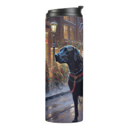 Termo Labrador Negro Temporada Navideña Festiva