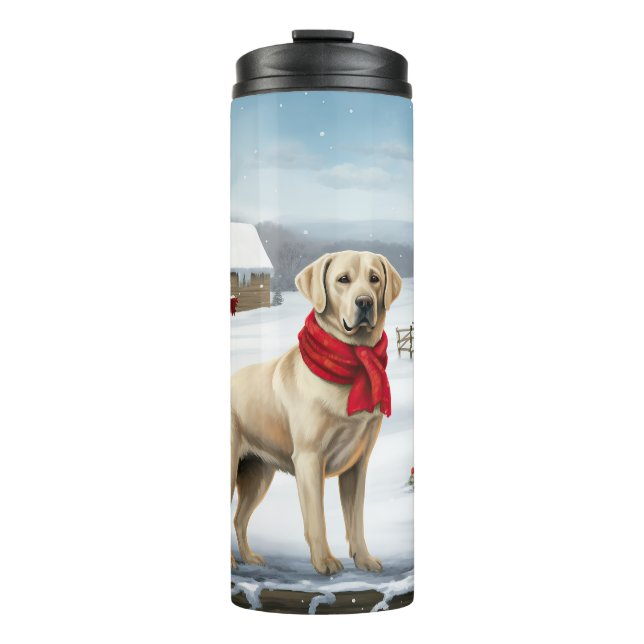 Termo Labrador: Perro recuperado en Navidades de nieve (Anverso)