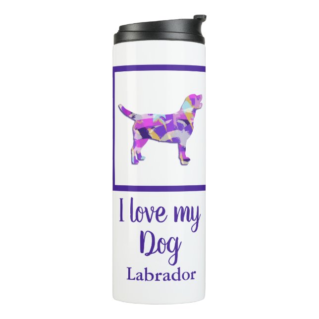 Termo Labrador Recuperador Perro Silhouette Purple PY&B (Rotado hacia la izquierda)