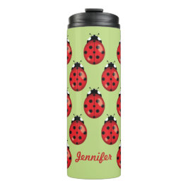 Termo Ladybugs de Personalizado rojo con nombre personal
