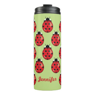 Termo Ladybugs de Personalizado rojo con nombre personal