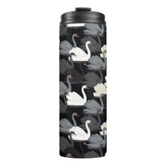 Termo Lago Cisne Vintage: Patrón Monotone.