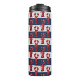 Termo Langostas náuticas en franjas azul y gris de la ma