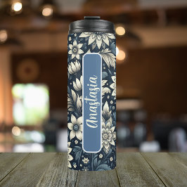 Termo Larkspur 16 oz de flor de parto personalizada en j