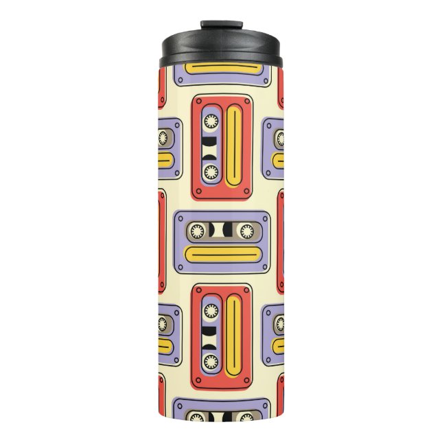 Termo Las cintas de cassette retro son un patrón sin fis (Anverso)