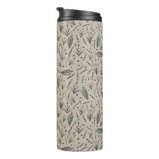 Termo Lavender Botanical Pattern Thermal Tumbler