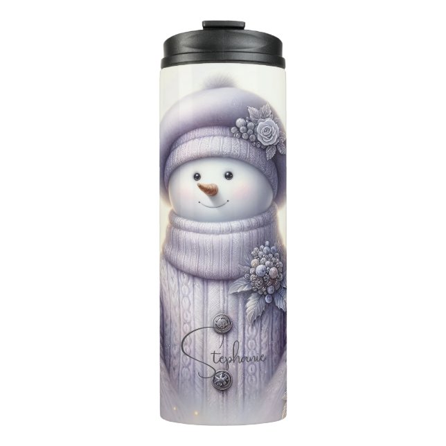 Termo Lavender Floral Winter Snowman (Anverso)