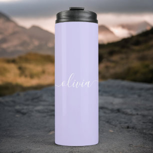 Termo Lavender Purple Modern Script Girly Monograma Nomb