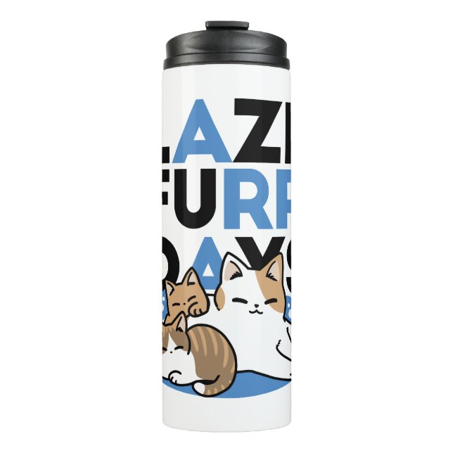 Termo Laze Furr Days - Diseño de gatos perezosos (Anverso)