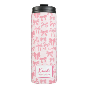 Termo Lazo Coquette Rosa Suave Femenino con Nombre