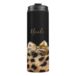 Termo Lazo negro y dorado estampado de leopardo guepardo