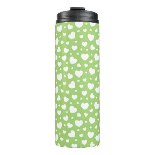 TERMO LEAF GREEN CON CORAZONES BLANCOS ALEATORIOS