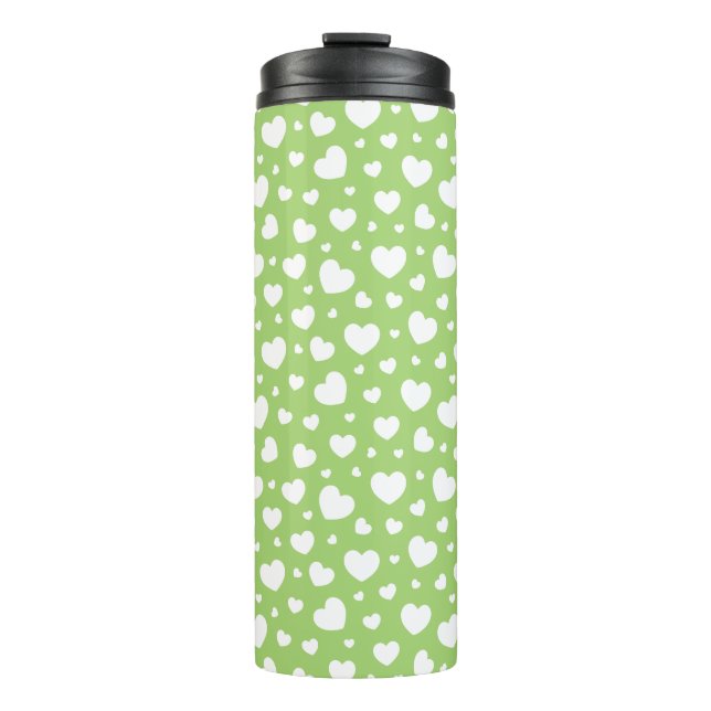 TERMO LEAF GREEN CON CORAZONES BLANCOS ALEATORIOS (Anverso)