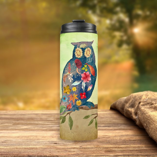 Termo Lechuza Caída Con Flores Inspiradora Otoño (Subido por el creador)