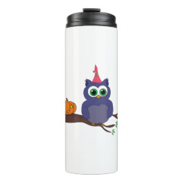 Termo Lechuza Cuta de Halloween y calabaza