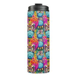Termo Lechuza Hippie Trippy Psicodélica Colorida