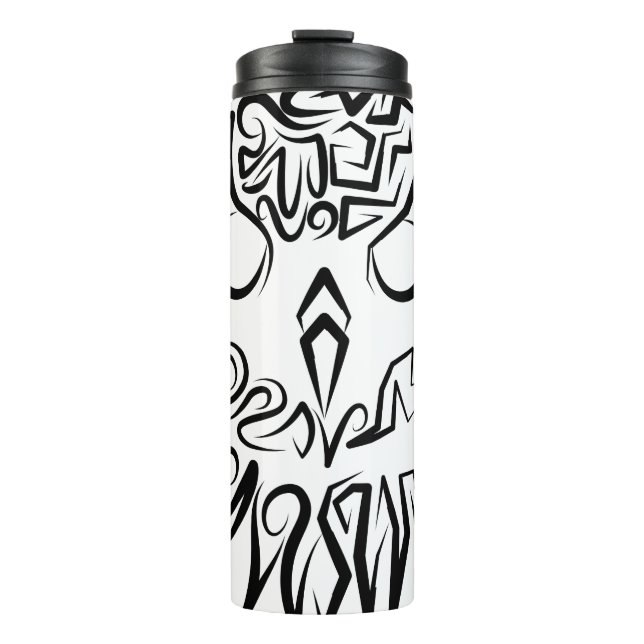 Termo Lechuza Tribal Negra y Blanca (Anverso)