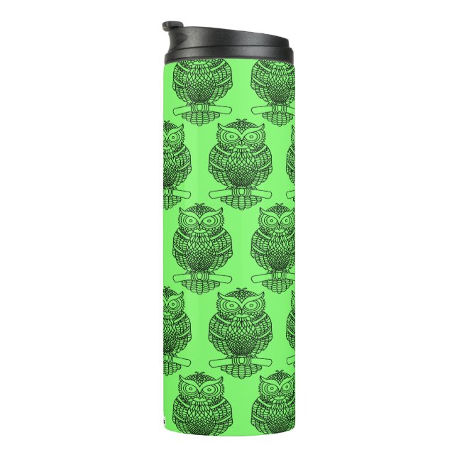 Termo Lechuza (verde neón) - Tumbler térmico (Rotado hacia la derecha)