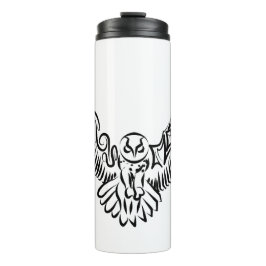 Termo Lechuza voladora tribal blanca y negra