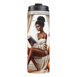 TERMO LECTURA DE MUJER AMERICANA AFRICANA TEMÁTICA DE CA