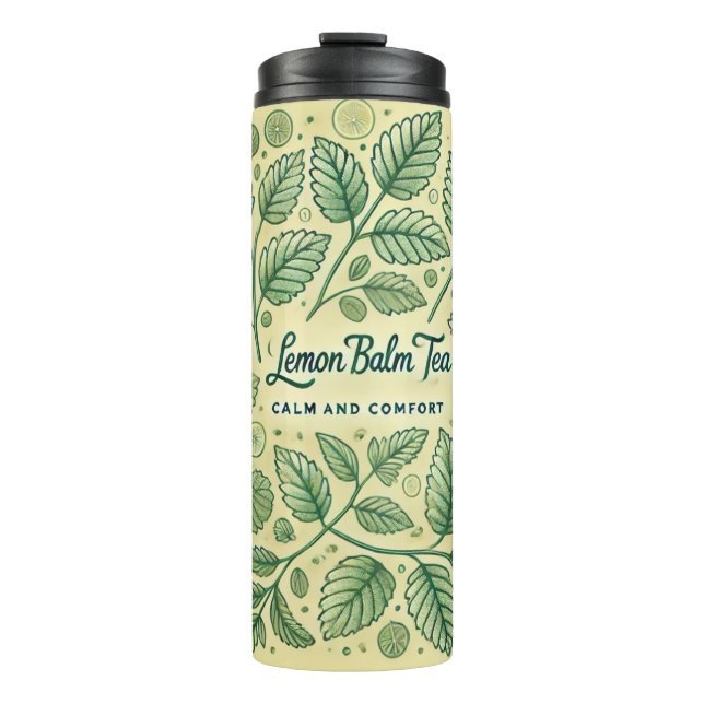 Termo Lemon Balm Tea Design arte de IA (Anverso)